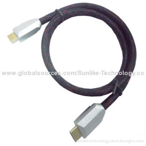 HDMI Cable with Metal Shell, Flat Cable, 24K Gold-plated Connector